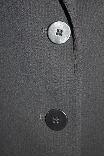 Donna Karan Signature Womens Button Down Blazer Jacket Black Wool Size 14