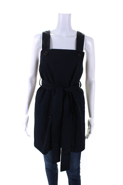 COS Womens Navy Double Breasted Belt Sleeveless Cotton Blouse Top Size 38