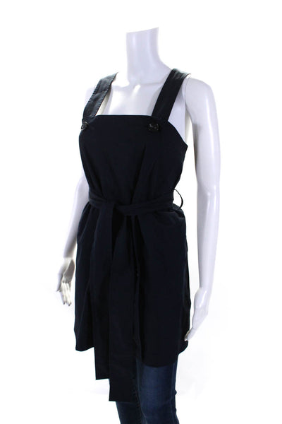 COS Womens Navy Double Breasted Belt Sleeveless Cotton Blouse Top Size 38