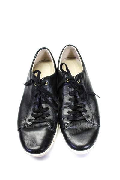 Cole Haan Womens Leather Round Toe Lace Up Low Top Sneakers Black Size 11B