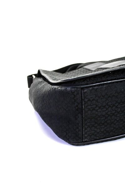 Coach Womens Monogram Print Snapped Buttoned Flapped Laptop Handbag Black