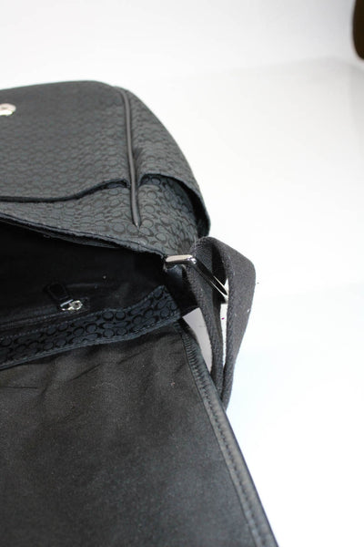 Coach Womens Monogram Print Snapped Buttoned Flapped Laptop Handbag Black