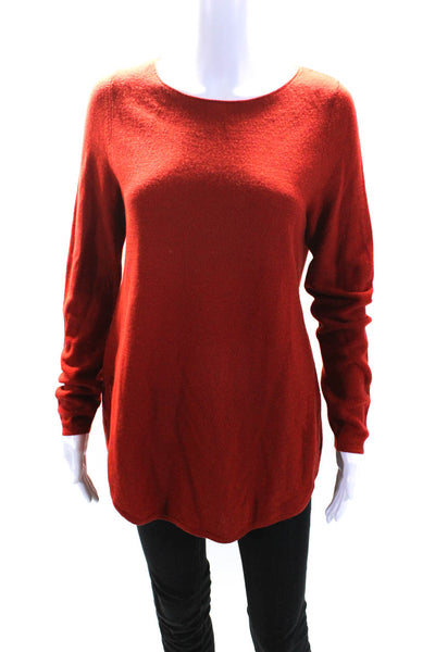 Eileen Fisher Womens Round Hem Crew Neck Sweater Red Wool Size Extra Small