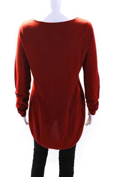 Eileen Fisher Womens Round Hem Crew Neck Sweater Red Wool Size Extra Small