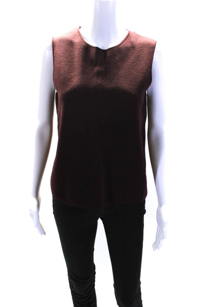 COS Womens Crew Neck Knit Shell Tank Top Blouse Burgundy Wool Size Small