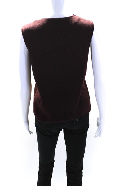 COS Womens Crew Neck Knit Shell Tank Top Blouse Burgundy Wool Size Small