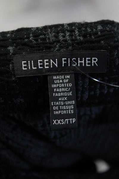 Eileen Fisher Womens Straight Neck Knit 3/4 Sleeve Top Blouse Black Size XXS
