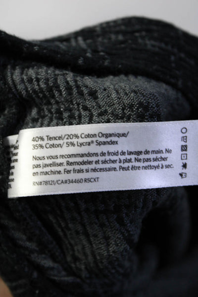Eileen Fisher Womens Straight Neck Knit 3/4 Sleeve Top Blouse Black Size XXS