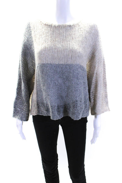 The Fisher Project Womens Color Block Loose Knit Oversize Sweater Gray Small