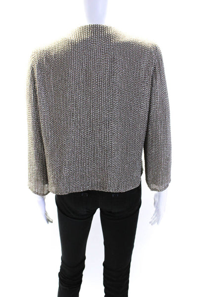 Parker Womens Beaded Front 3/4 Sleeve Open Front Bolero Jacket Light Gray Size M