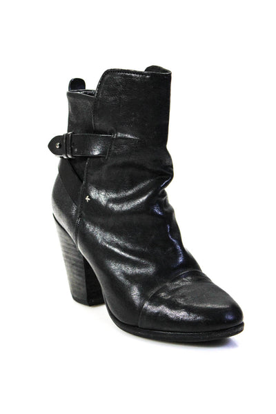 Rag & Bone Womens Leather Cap Toe Strappy High Heel Ankle Boots Black Size 10US