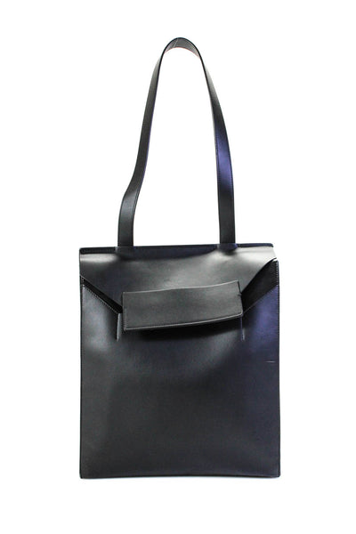 Everlane Faux Leather Flap Front Single Handle Satchel Shoulder Handbag Black