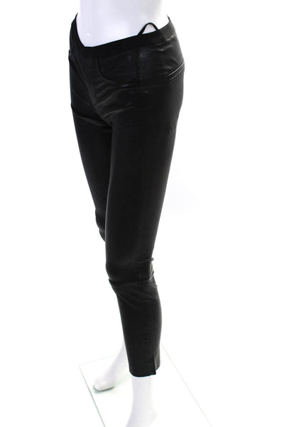 Helmut Lang Womens Lamb Leather Elastic Waist Slip-On Leggings Black Size 0