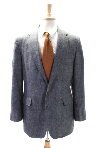 Brooks Brothers Mens Brooksgate Woven Check Two Button Blazer Jacket Gray 42L