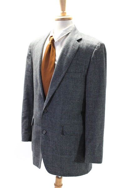 Brooks Brothers Mens Brooksgate Woven Check Two Button Blazer Jacket Gray 42L