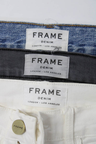 Frame Womens Two Tone Blue Medium Distress Straight Leg Jeans Size 25 lot 3