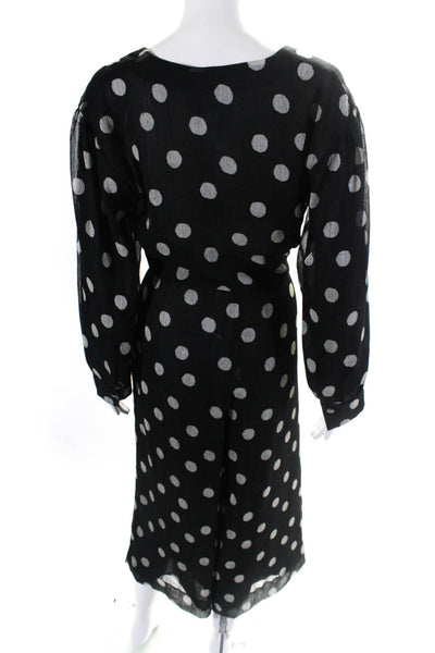 Nanushka Womens Crepe Polka Dot Print Straight Leg Jumpsuit Black White Size XS