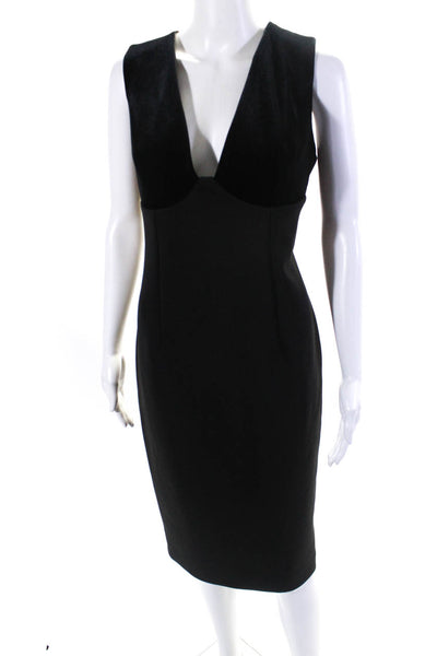 Calvin Klein Womens Velvet Bodice Sleeveless Midi Sheath Dress Black Size 14