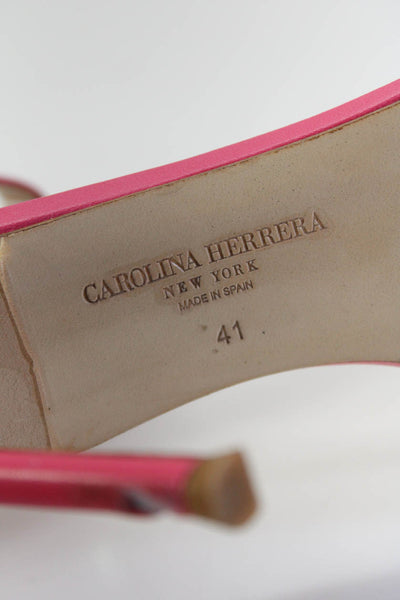 Carolina Herrera Womens Ankle Strap Stiletto Sandals Hot Pink Size 41 11