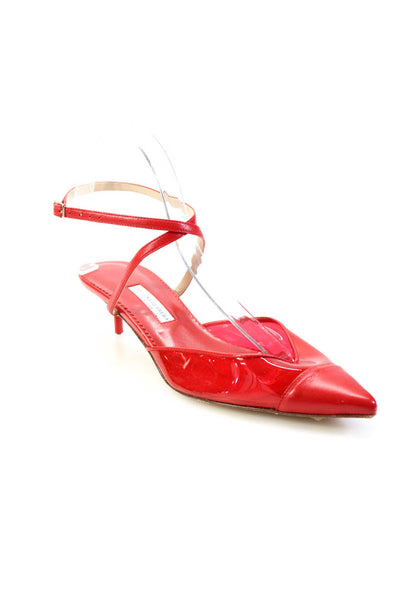 Carolina Herrera Womens Semi Transparent Slingback Ankle Strap Pumps Red 39 9