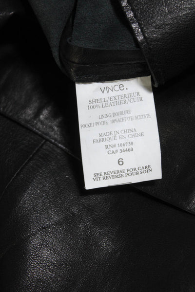 Vince Womens Leather Boat Neck Sleeveless Zip Up Shift Dress Black Size 6