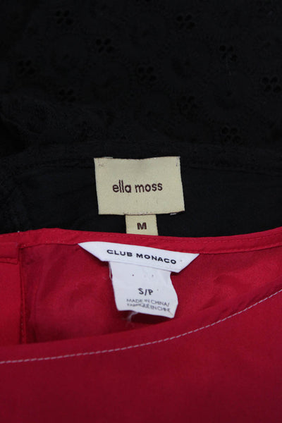 Club Monaco Ella Moss Womens Tiered Blouse A-Line Dress Red Black Size S M Lot 2