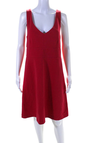 J Crew Womens Knit V Neck Sleeveless Knee Length Sheath Dress Red Size 10