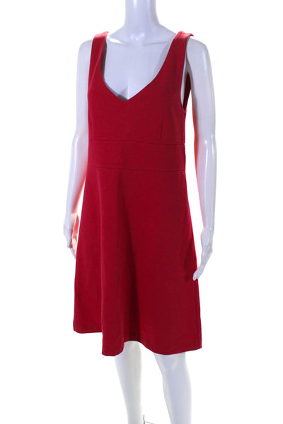 J Crew Womens Knit V Neck Sleeveless Knee Length Sheath Dress Red Size 10