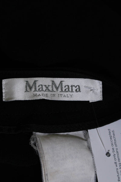 Max Mara Womens Wool Pleated Front Straight Leg Dress Trousers Black Size 44