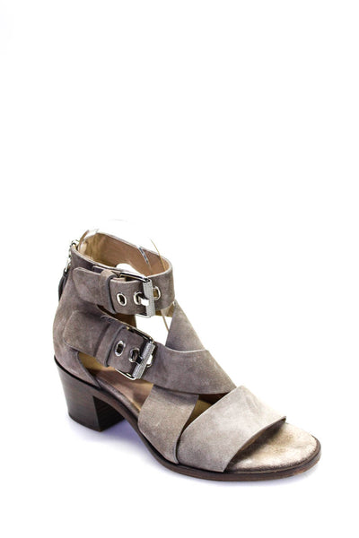 Rag & Bone Womens Ankle Buckled Strappy Zipped Block Heels Gray Size EUR37.5