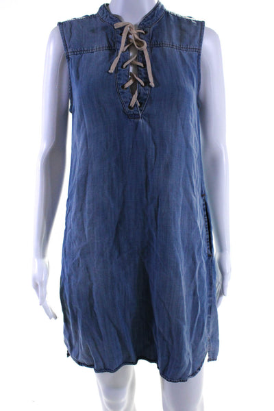 Cloth and Stone Womens Lace-Up Tied Sleeveless Dress Romper Blue Size XS S Lot 2