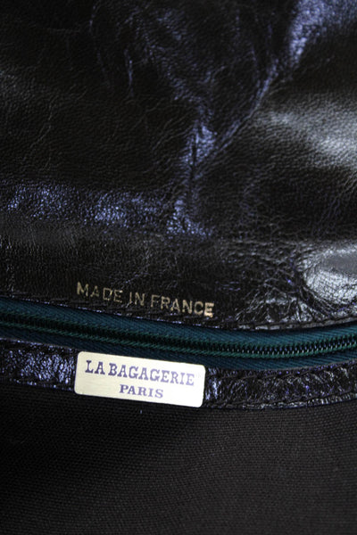 LA Bagagerie Women's Snap Closure Leather Clutch Handbag Brown Size M