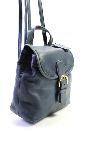 Coach Womens Faded Blue Leather Buckle Detail Mini Backpack Bag Handbag