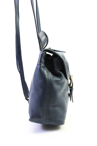 Coach Womens Faded Blue Leather Buckle Detail Mini Backpack Bag Handbag