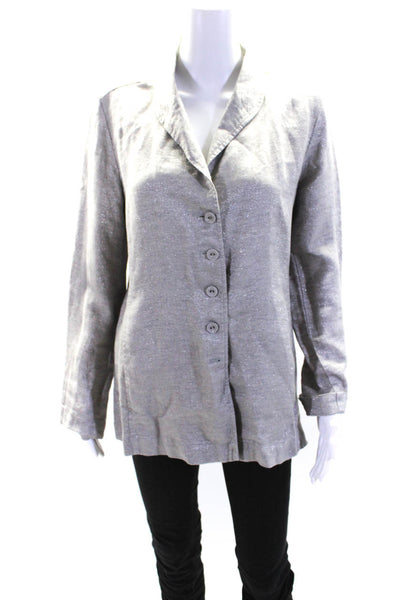 Eileen Fisher Women's Long Sleeves Button Closure Glitter Jacket Gray Size S