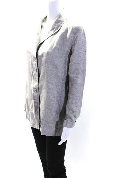 Eileen Fisher Women's Long Sleeves Button Closure Glitter Jacket Gray Size S