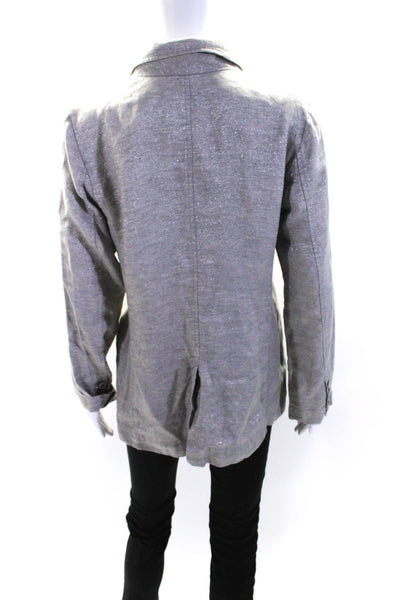 Eileen Fisher Women's Long Sleeves Button Closure Glitter Jacket Gray Size S