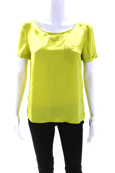 Kate Spade Women's Round Neck Short Sleeves Silk Blouse Green Size S