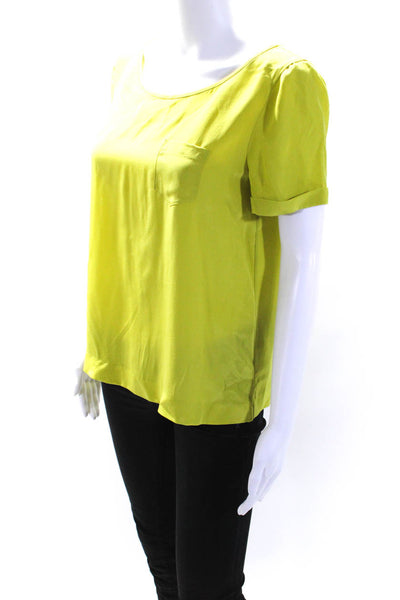 Kate Spade Women's Round Neck Short Sleeves Silk Blouse Green Size S