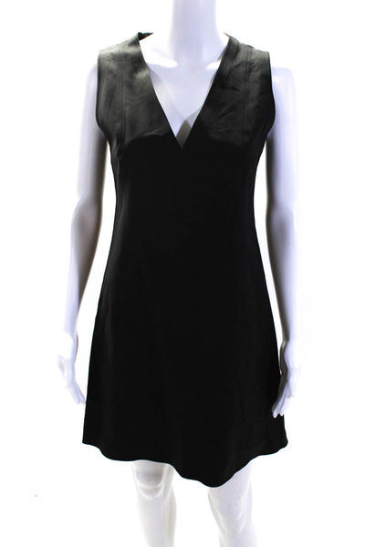 Theory Women's V-Neck Sleeveless A-Line  Work Wear Dress Mini Black Size 6