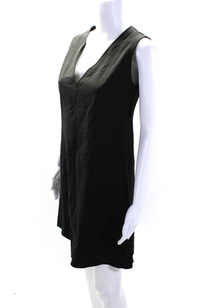 Theory Women's V-Neck Sleeveless A-Line  Work Wear Dress Mini Black Size 6