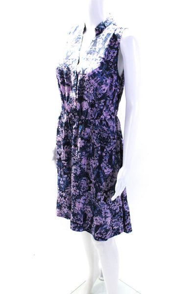 Rebecca Taylor Women's V-Neck Sleeveless Cinch Waist Floral Midi Dress Size 4