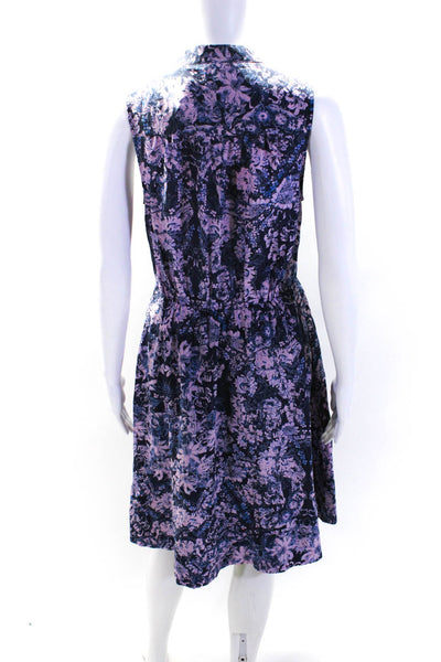 Rebecca Taylor Women's V-Neck Sleeveless Cinch Waist Floral Midi Dress Size 4