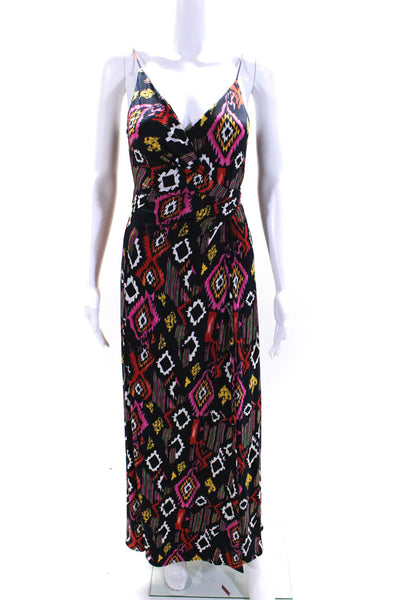 Misa Women's V-Neck Spaghetti Straps Cutout Wrap Multicolor Maxi Dress Size M