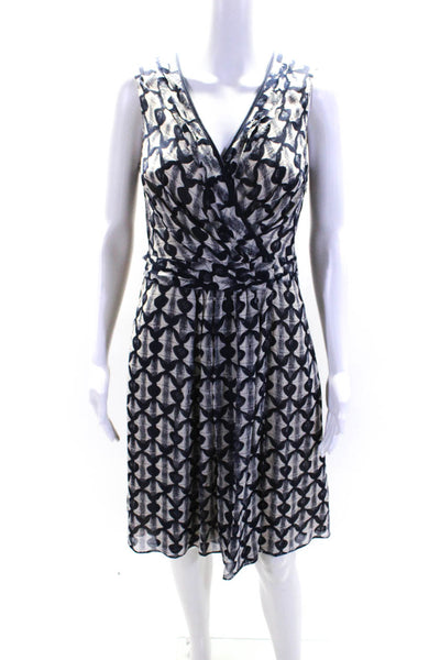 Tory Burch Women's V-Neck Sleeveless Fit Flare Mini Dress Abstract Print Size 6