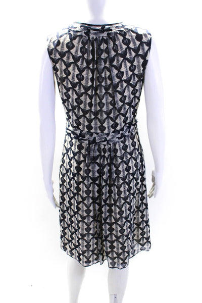 Tory Burch Women's V-Neck Sleeveless Fit Flare Mini Dress Abstract Print Size 6