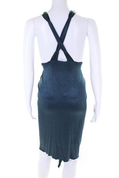 Black Halo Womens Knee Length V Neck Sleeveless Knit Dress Blue Size Small