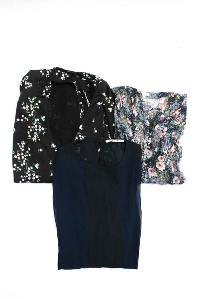 Joie J Brand L'Academie Womens Silk V Neck Floral Blouse Blue Size S XS Lot 3