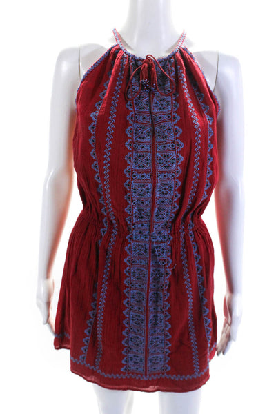 Joie Womens Cotton Embroidered Sleeveless A-Line Mini Sundress Dress Red Size XS