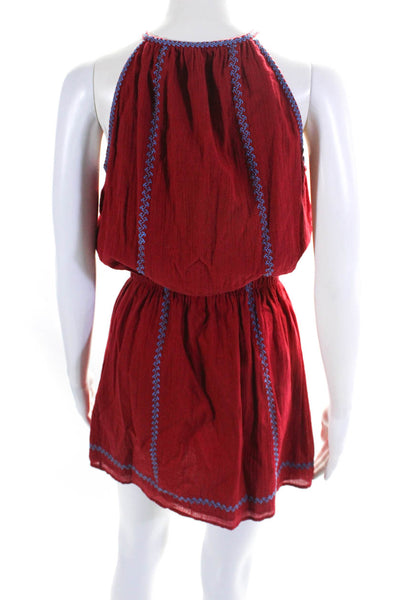 Joie Womens Cotton Embroidered Sleeveless A-Line Mini Sundress Dress Red Size XS